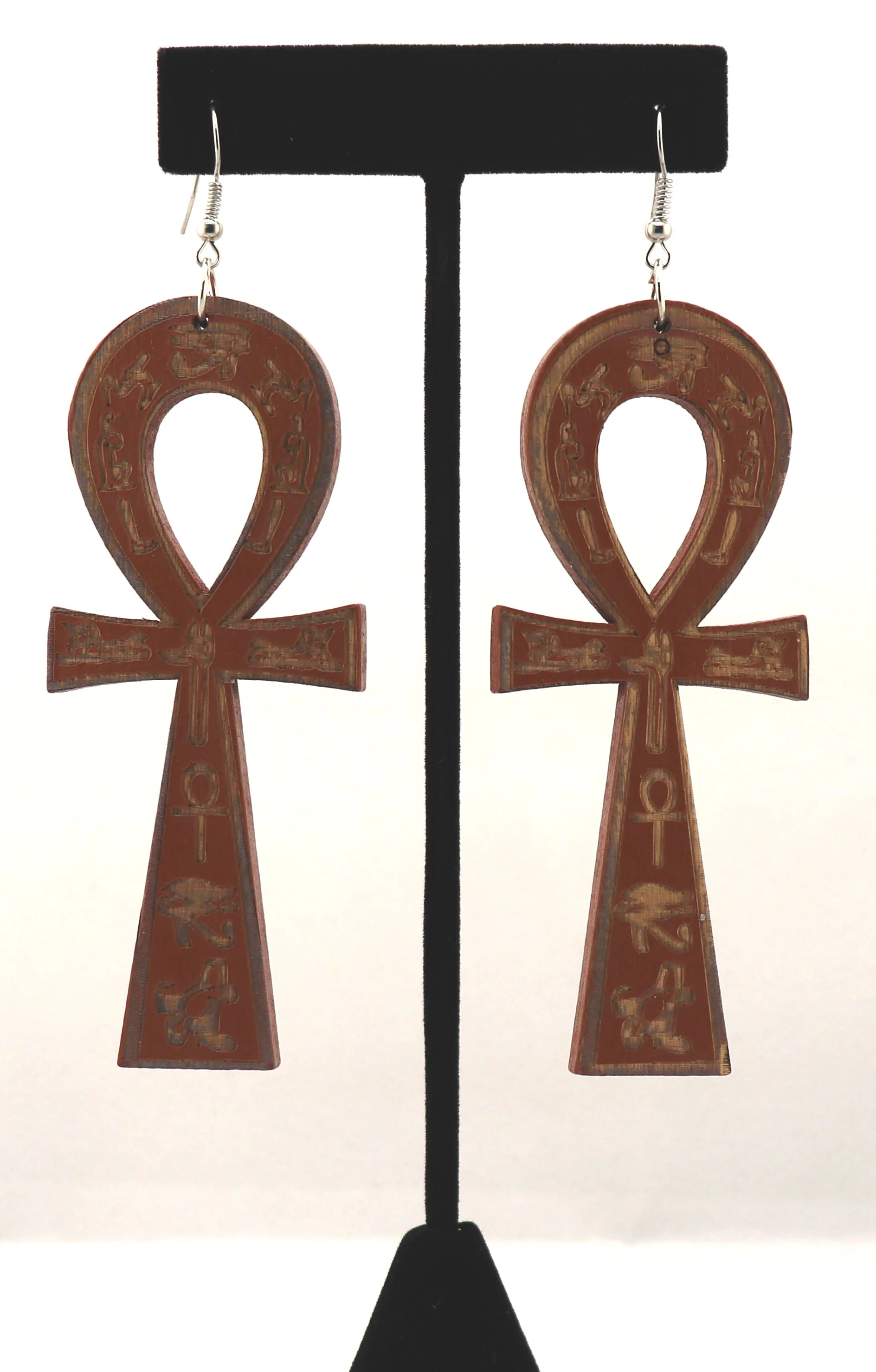 Ankh Engraved Earrings - Image 3